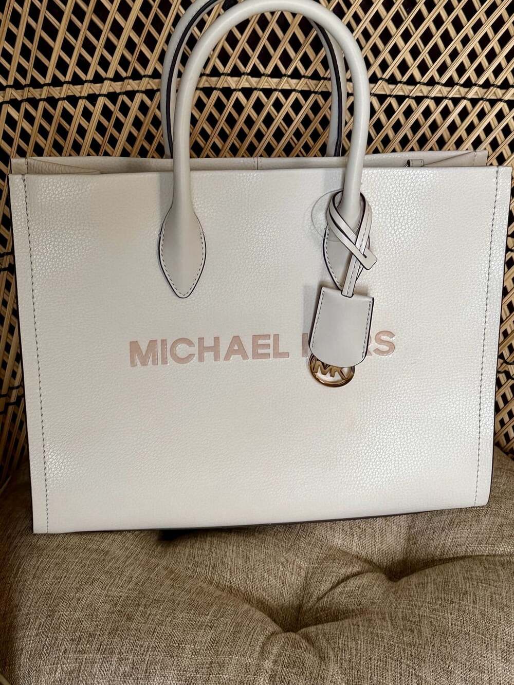 NWOT Michael Kors Mirella Medium Tote Bag White Leather